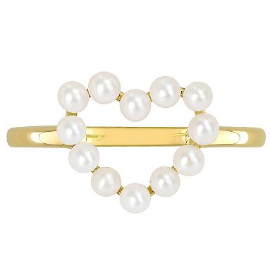 Stella Grace 14k Gold Freshwater Cultured Pearl Heart Ring