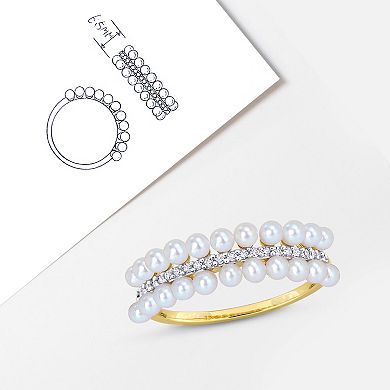 Stella Grace 14k Gold Freshwater Cultured Pearl & 1/10 Carat T.W. Diamond Ring