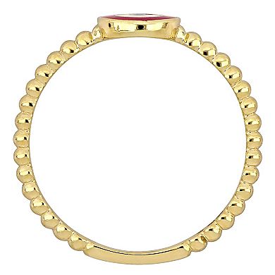 Stella Grace 14k Gold Pink & White Enamel Evil Eye Ring