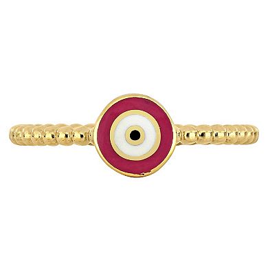 Stella Grace 14k Gold Pink & White Enamel Evil Eye Ring