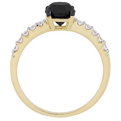 Stella Grace 14k Yellow Gold Black & White Diamond Engagement Ring