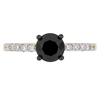 Stella Grace 14k Yellow Gold Black & White Diamond Engagement Ring