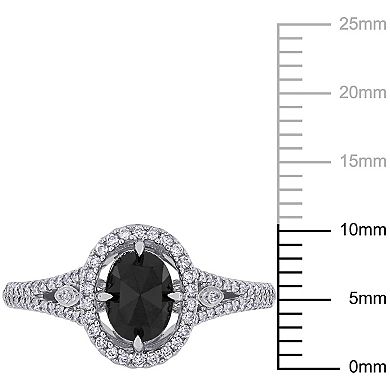 Stella Grace 14k White Gold 1-1/4 Carat T.W. Black & White Diamond Double Halo Engagement Ring