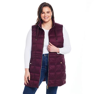 Plus Size Weathercast Box Quilted Longline Puffer