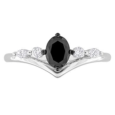 Stella Grace 14k White Gold 3/4 Carat T.W. Black & White Diamond Oval Engagement Ring