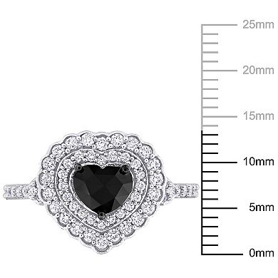 Stella Grace 14k White Gold 1 1/4 Carat T.W. Black & White Diamond Heart Engagement Ring