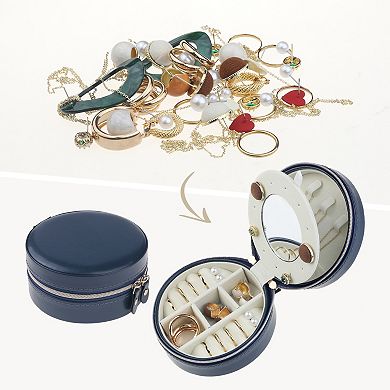 Travel Jewelry Box With Mirror For Women Jewelry Storage For Earring Necklace