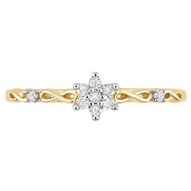 Stella Grace 18k Gold Over Silver 1/10 Carat T.W. Diamond Floral Promise Ring