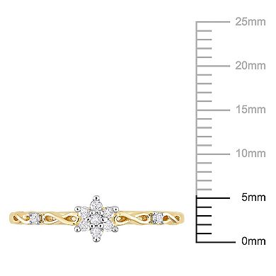 Stella Grace 18k Gold Over Silver 1/10 Carat T.W. Diamond Floral Promise Ring