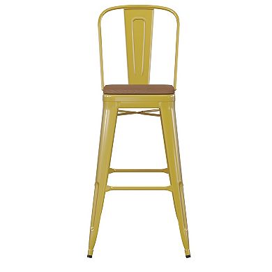 Flash Furniture Kai Commercial Grade High Metal Indoor / Outdoor Bar Stool with Removable Back
