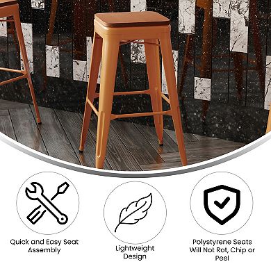 Flash Furniture Kai Commercial Grade High Backless Metal Indoor / Outdoor Bar Stool