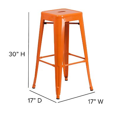 Flash Furniture Kai Commercial Grade High Backless Metal Indoor / Outdoor Bar Stool