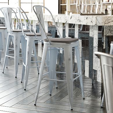 Flash Furniture Carly Commercial Grade High Metal Indoor / Outdoor Bar Stool