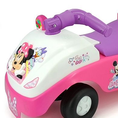 Disney's Minie Mouse Toddler Foldable Handle Ride-On Foot-to-Floor Vehicle with Interactive Dashboard, Sounds, & Toy Phone by Kiddieland