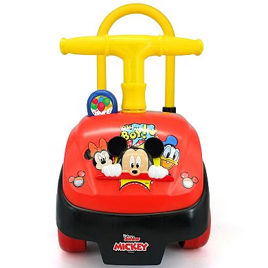 Disney's Mickey Mouse Toddler Foldable Handle Ride-On Foot-to-Floor Vehicle with Interactive Dashboard, Sounds, & Toy Phone by Kiddieland