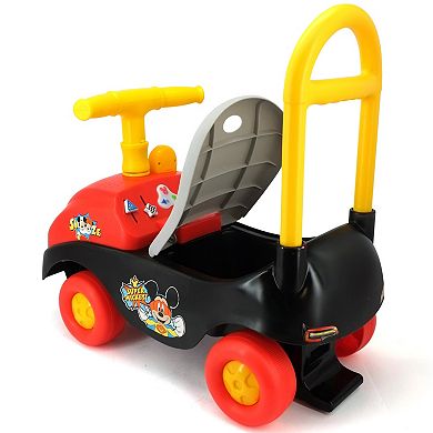 Disney's Mickey Mouse Toddler Foldable Handle Ride-On Foot-to-Floor Vehicle with Interactive Dashboard, Sounds, & Toy Phone by Kiddieland