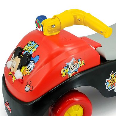 Disney's Mickey Mouse Toddler Foldable Handle Ride-On Foot-to-Floor Vehicle with Interactive Dashboard, Sounds, & Toy Phone by Kiddieland