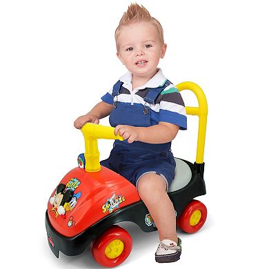 Disney's Mickey Mouse Toddler Foldable Handle Ride-On Foot-to-Floor Vehicle with Interactive Dashboard, Sounds, & Toy Phone by Kiddieland