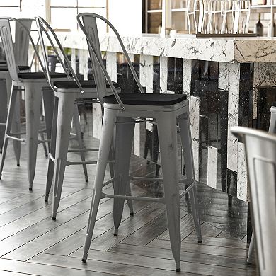 Flash Furniture Lincoln High Clear-Coated Indoor Bar Stool