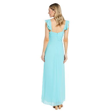 Women's R&M Richards Chiffon Layered Ruffle Sleeve Sweetheart Maxi Dress