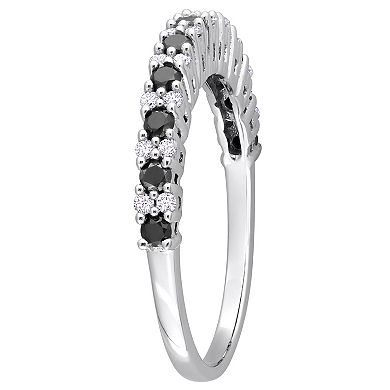 Stella Grace 14k White Gold 1/2 Carat T.W. Black & White Diamond Anniversary Band Ring