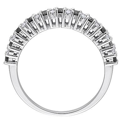 Stella Grace 14k White Gold 1/2 Carat T.W. Black & White Diamond Anniversary Band Ring
