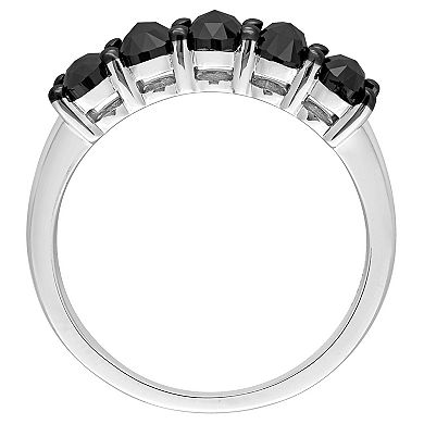 Stella Grace 14k White Gold 1 1/4 Carat T.W. Oval-Shape Black Diamond 5-Stone Ring