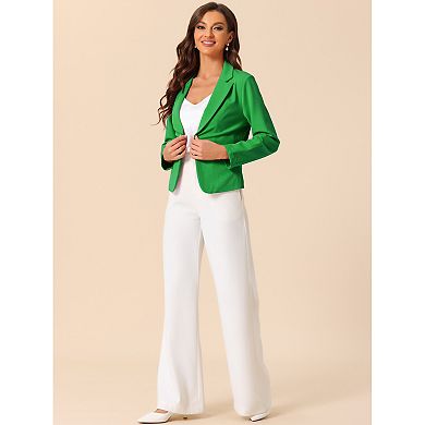 Business Blazer For Women's Open Front Office Casual Work Crop Suit Jacket