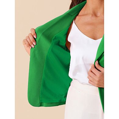 Business Blazer For Women's Open Front Office Casual Work Crop Suit Jacket
