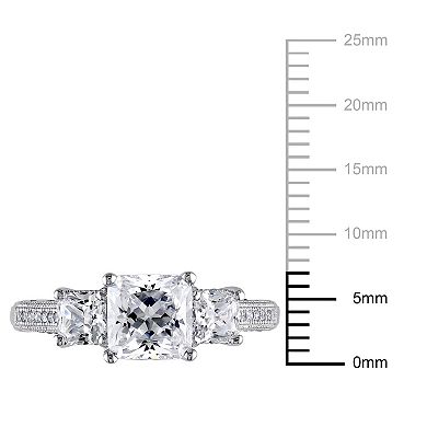 Stella Grace Sterling Silver Cubic Zirconia 3-Stone Engagement Ring