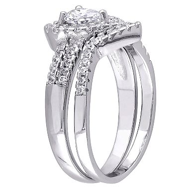 Stella Grace Sterling Silver Cubic Zirconia Heart Bridal Ring Set