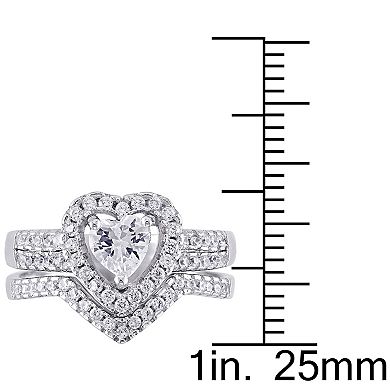 Stella Grace Sterling Silver Cubic Zirconia Heart Bridal Ring Set