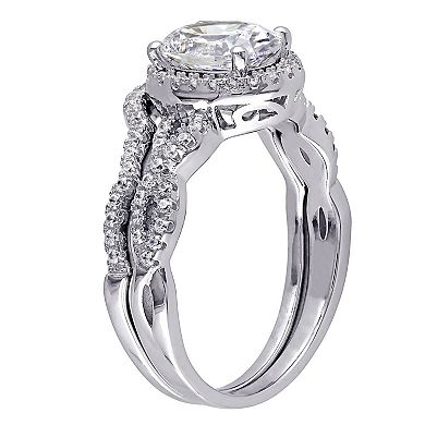 Stella Grace Sterling Silver Cubic Zirconia Oval Halo Bridal Ring Set