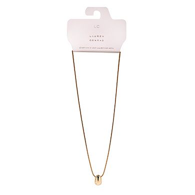 LC Lauren Conrad Gold Tone Oval Pendant Long Necklace