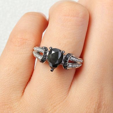 Stella Grace 14k White Gold 2 3/8 Carat T.W. Black & White Diamond Split Shank Engagement Ring