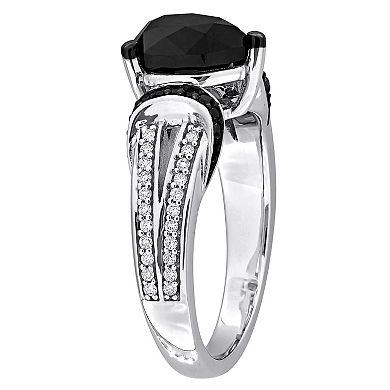 Stella Grace 14k White Gold 2 3/8 Carat T.W. Black & White Diamond Split Shank Engagement Ring