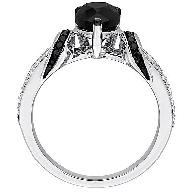 Stella Grace 14k White Gold 2 3/8 Carat T.W. Black & White Diamond Split Shank Engagement Ring