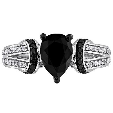 Stella Grace 14k White Gold 2 3/8 Carat T.W. Black & White Diamond Split Shank Engagement Ring