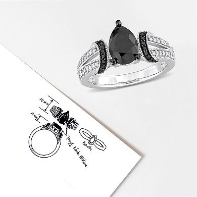 Stella Grace 14k White Gold 2 3/8 Carat T.W. Black & White Diamond Split Shank Engagement Ring