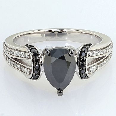 Stella Grace 14k White Gold 2 3/8 Carat T.W. Black & White Diamond Split Shank Engagement Ring