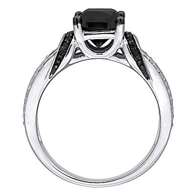 Stella Grace 14k White Gold 2 1/3 Carat T.W. Black & White Diamond Split Shank Engagement Ring