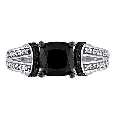 Stella Grace 14k White Gold 2 1/3 Carat T.W. Black & White Diamond Split Shank Engagement Ring