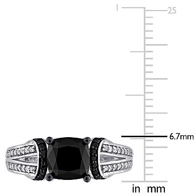 Stella Grace 14k White Gold 2 1/3 Carat T.W. Black & White Diamond Split Shank Engagement Ring