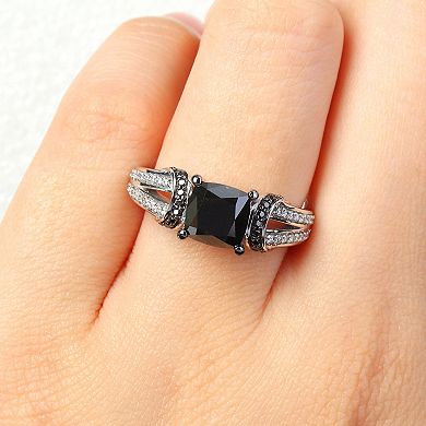 Stella Grace 14k White Gold 2 1/3 Carat T.W. Black & White Diamond Split Shank Engagement Ring