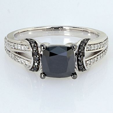 Stella Grace 14k White Gold 2 1/3 Carat T.W. Black & White Diamond Split Shank Engagement Ring