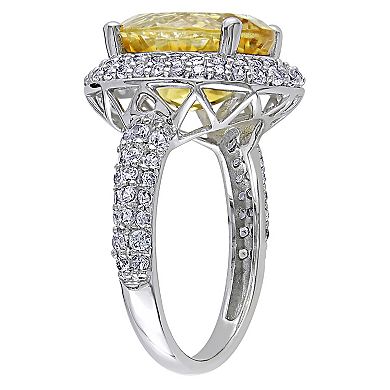 Stella Grace Sterling Silver Citrine & Lab-Created White Sapphire Double Halo Ring