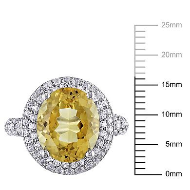 Stella Grace Sterling Silver Citrine & Lab-Created White Sapphire Double Halo Ring