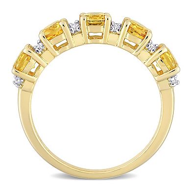 Stella Grace 18k Gold Over Silver Citrine & White Topaz Semi-Eternity Ring