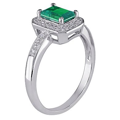 Stella Grace Sterling Silver Lab-Created Emerald & Diamond Accent Fashion Ring
