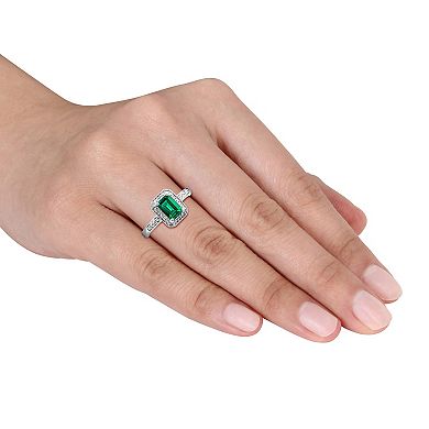 Stella Grace Sterling Silver Lab-Created Emerald & Diamond Accent Fashion Ring